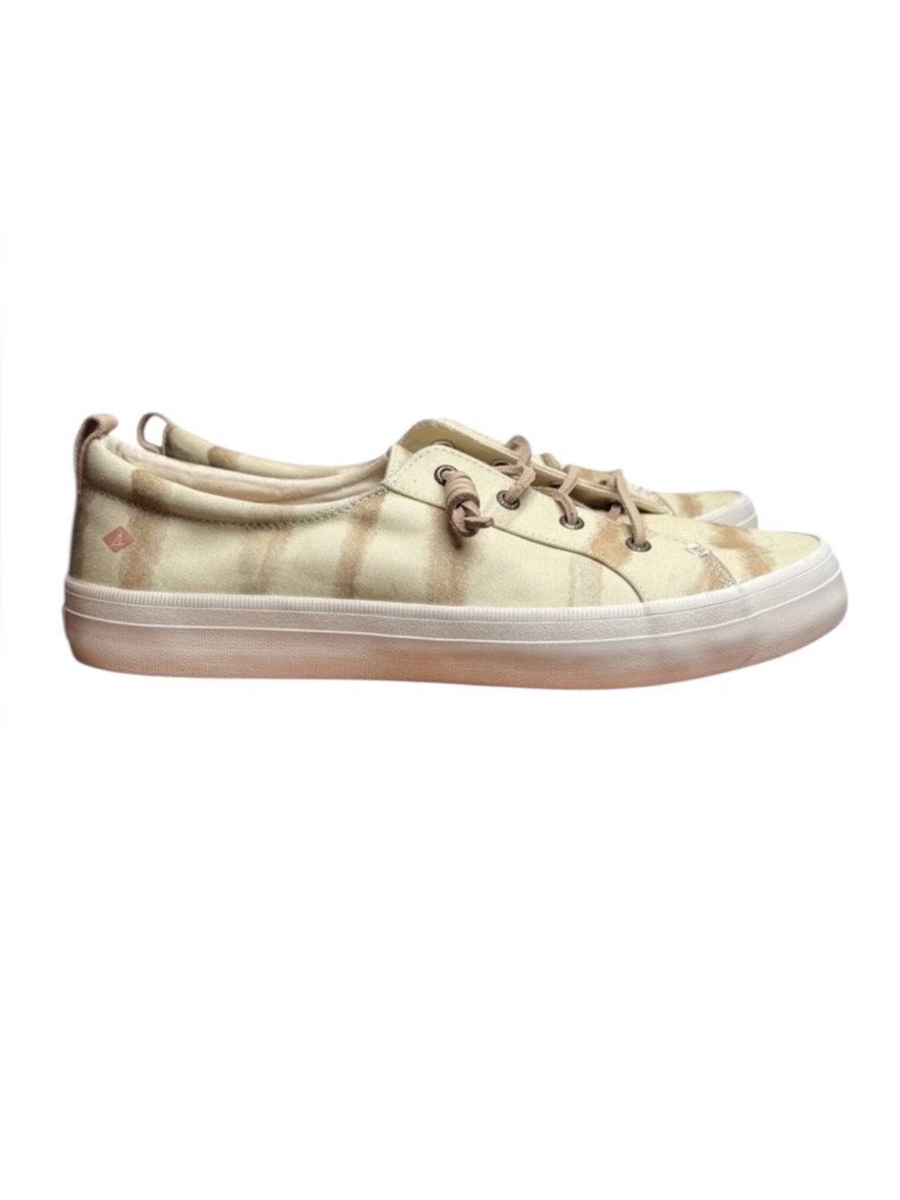 Sperry Women's Cream/Tan Canvas Crest Vibe Breton Stripe Sneakers Size 11